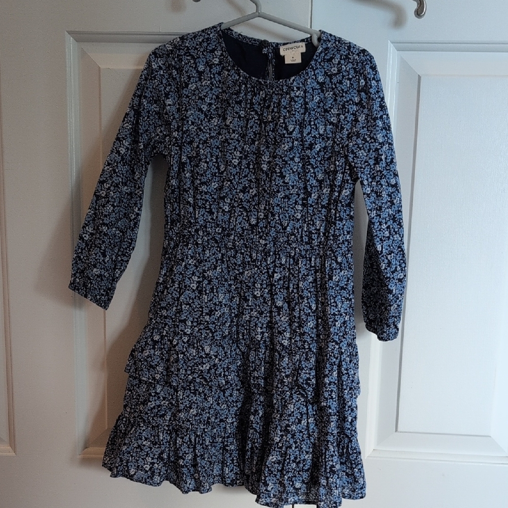 Crewcuts Blue and White Pleated Fit and Flare Dress